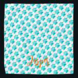 Paw Prints Aqua Blue Pet Name Orange Modern Fun Bandana<br><div class="desc">Artisan Paw Prints in Aqua Blue on white background with custom PET NAME in orange. Easy to personalize text,  text colour. Great Pet Bandana for  ANY Pet,  dog,  cat,  family animals. Colourful,  modern,  Fun. Mix and match entire Pet Lover,  Pets,  Dog Collections by TMCdesigns.</div>