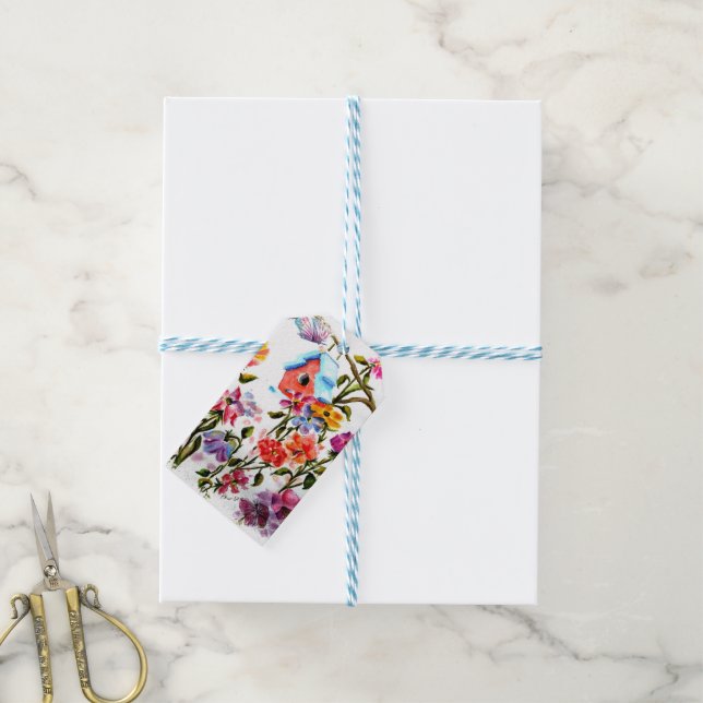 PAW PRINTS BIRD HOUSE GIFT TAGS (With Twine)