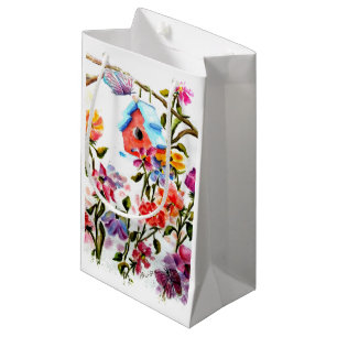 PAW PRINTS BIRD HOUSE SMALL GIFT BAG