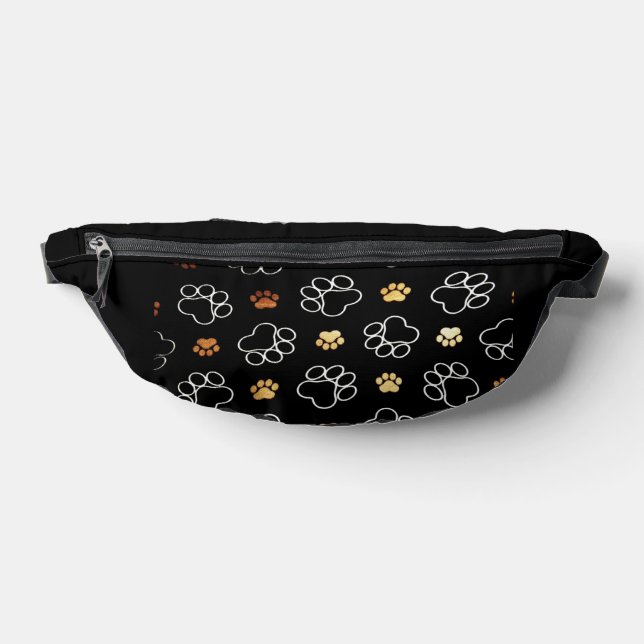 Paw Prints Black Fanny Pack (Lay Down)