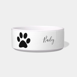Paw Prints Black White Custom Name Cute 2022 Bowl