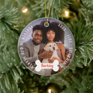 Paw Prints & Bones Dog Lover Pet Memorial Photo Ceramic Ornament