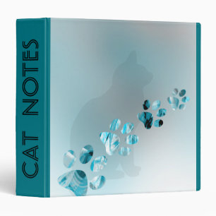 Paw Prints Cat Pet Animal Blue Watercolor Binder