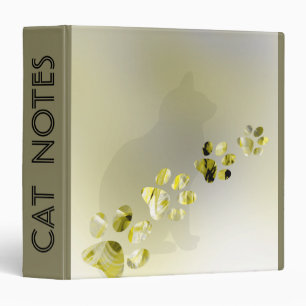 Paw Prints Cat Pet Animal Green Watercolor Binder
