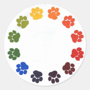 Paw Prints Circle Classic Round Sticker