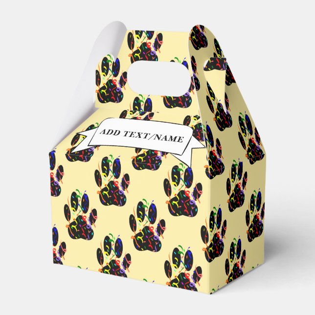 Paw Prints Confetti And Party Streamer Custom Favor Box (Front Side)