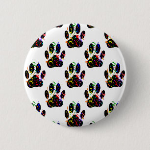 Paw Prints Confetti And Party Streamer Pattern 2 Inch Round Button