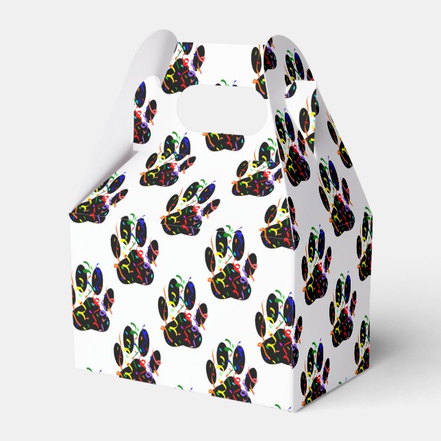Paw Prints Confetti And Party Streamer Pattern Favor Box (Back Side)