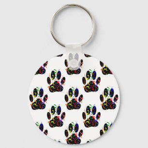 Paw Prints Confetti And Party Streamer Pattern Keychain