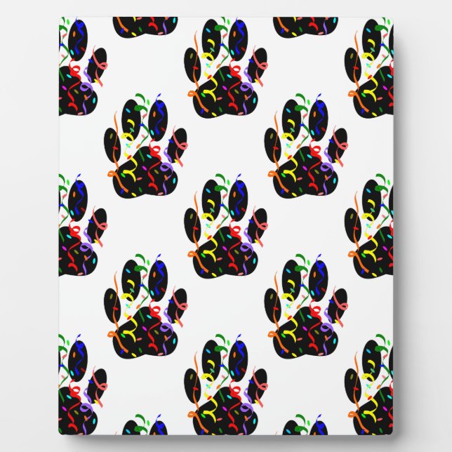 Paw Prints Confetti And Party Streamer Pattern Plaque (Front)