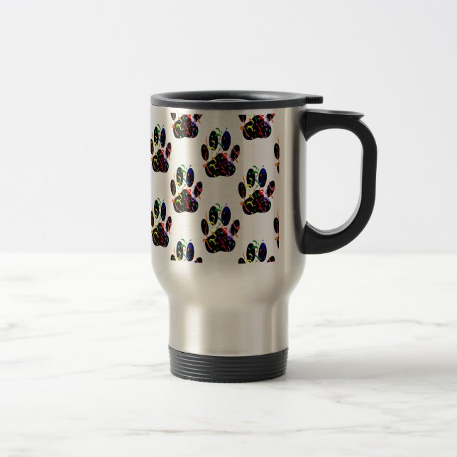 Paw Prints Confetti And Party Streamer Pattern Travel Mug (Right)