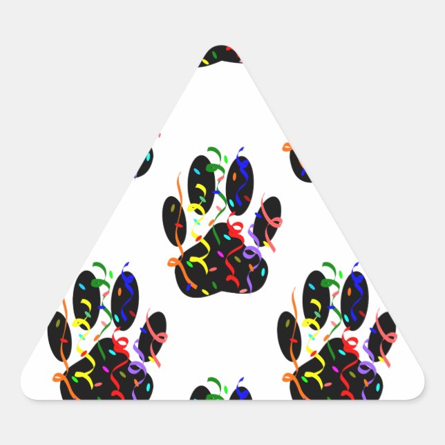 Paw Prints Confetti And Party Streamer Pattern Triangle Sticker (Front)