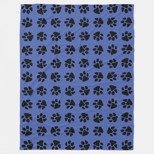 Paw Prints (Custom Colour) Fleece Blanket (Front)