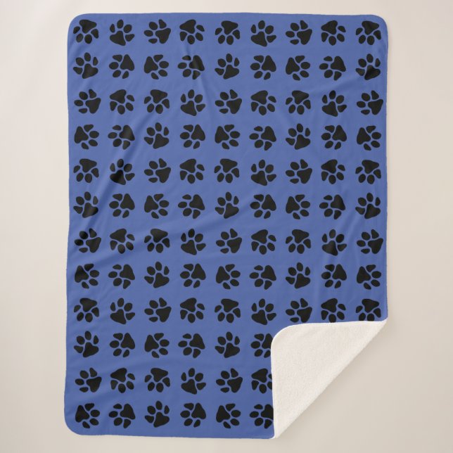 Paw Prints (Custom Colour) Sherpa Blanket (Front)