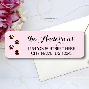 Paw Prints Custom Family Name Return Address Label