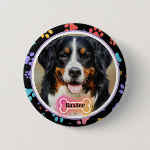 Paw Prints Custom Pet Photo and Name  2 Inch Round Button