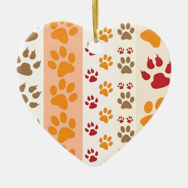 Paw Prints cute Dog Lovers Ceramic Ornament (Front)