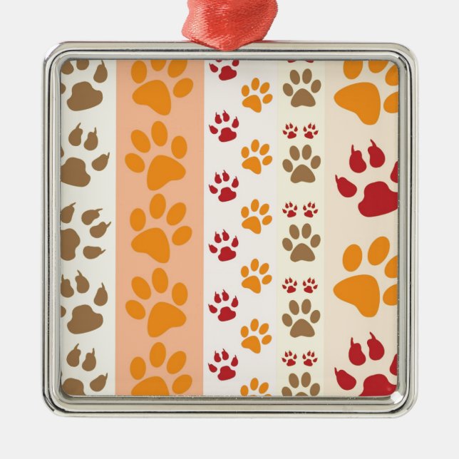 Paw Prints cute Dog Lovers Metal Ornament (Front)