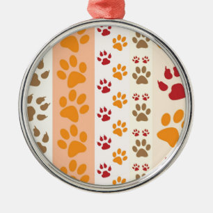 Paw Prints cute Dog Lovers Metal Ornament