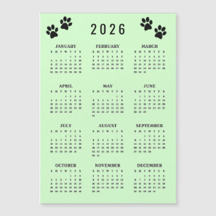 Paw Prints Design 2026 Calendar Magnetic Card