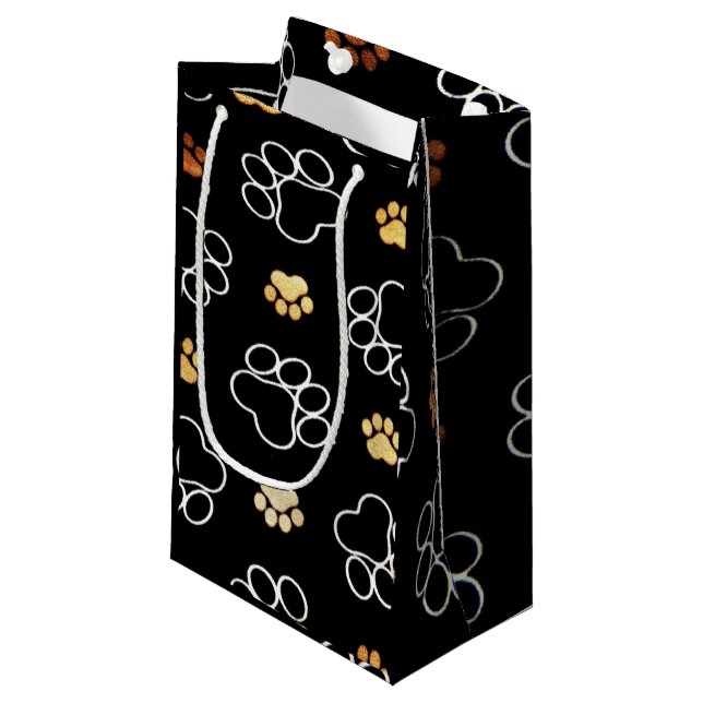 Paw Prints Design Small Gift Bag (Front Angled)