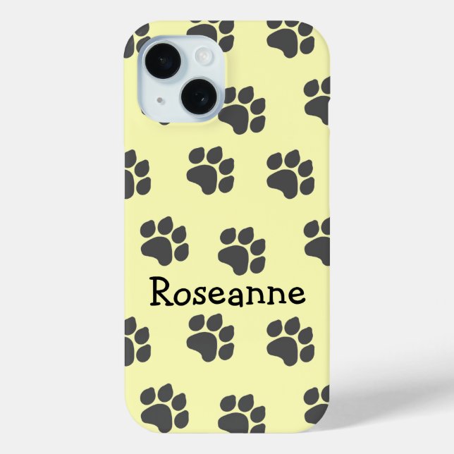 Paw Prints Design Yellow Coloured Personalised Case-Mate iPhone Case (Back)