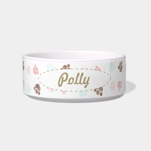 Paw Prints Dog Cat Personalized Mocha Baby Bowl