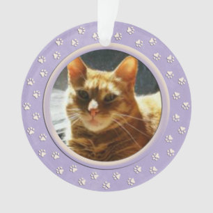 Paw Prints Dog or Cat Tribute Photo Ornament