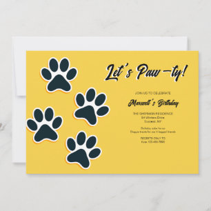 Paw Prints Doggie Birthday Party Invitation