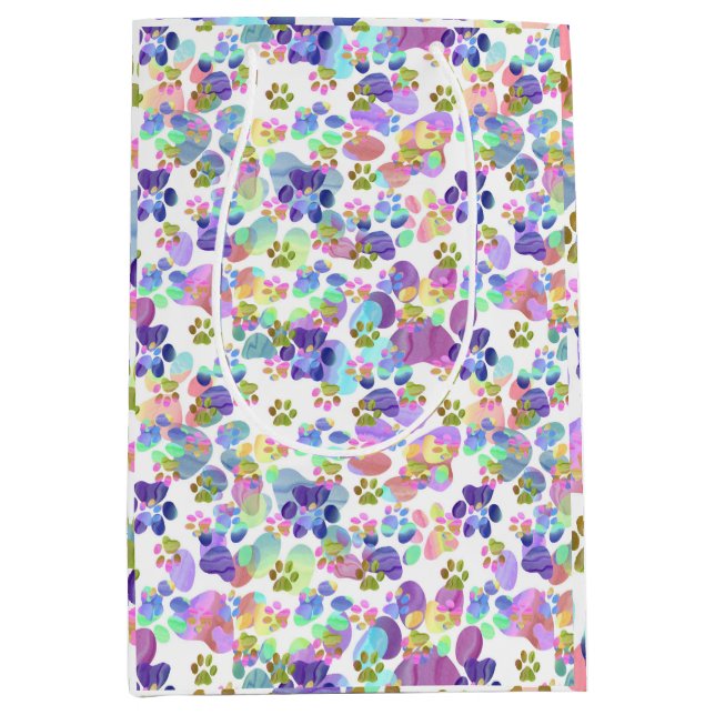 Paw Prints Everywhere Medium Gift Bag (Front)