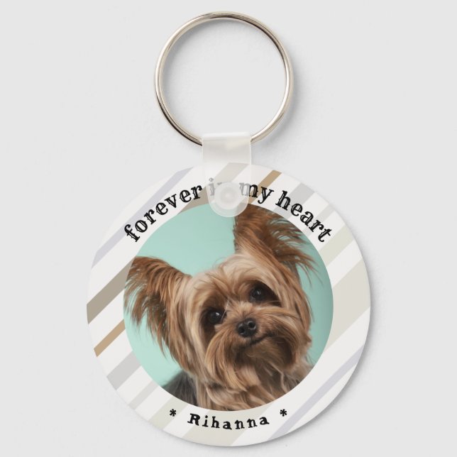 Paw Prints forever in my heart Pet Photo Keychain (Front)