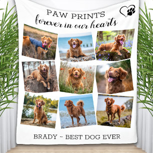 Paw Prints Forever In Our Hearts Dog Pet Memorial  Fleece Blanket