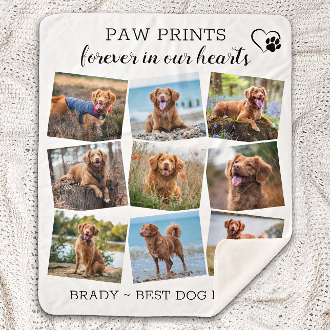Paw Prints Forever In Our Hearts Dog Pet Memorial  Sherpa Blanket (Creator Uploaded)