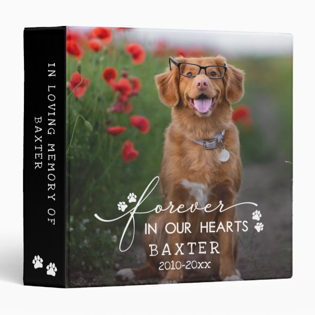 Paw Prints Forever In Our Hearts Pet Photo Binder (Front/Spine)