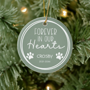 Paw Prints Forever in Our Hearts Photo  Ceramic Ornament