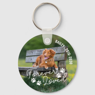 Paw Prints Forever Loved Name Curved Text Keychain