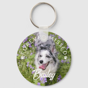 Paw Prints Forever Missed Pet Photo Keychain