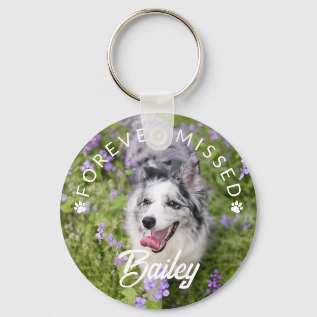 Paw Prints Forever Missed Pet Photo Keychain (Front)