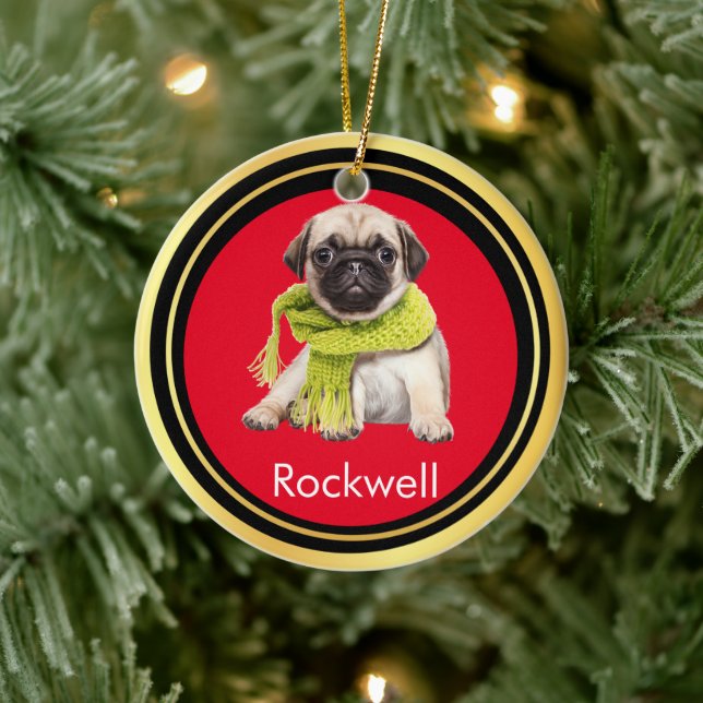Paw Prints  Frame Custom Pet Photo  Ceramic Ornament (Tree)