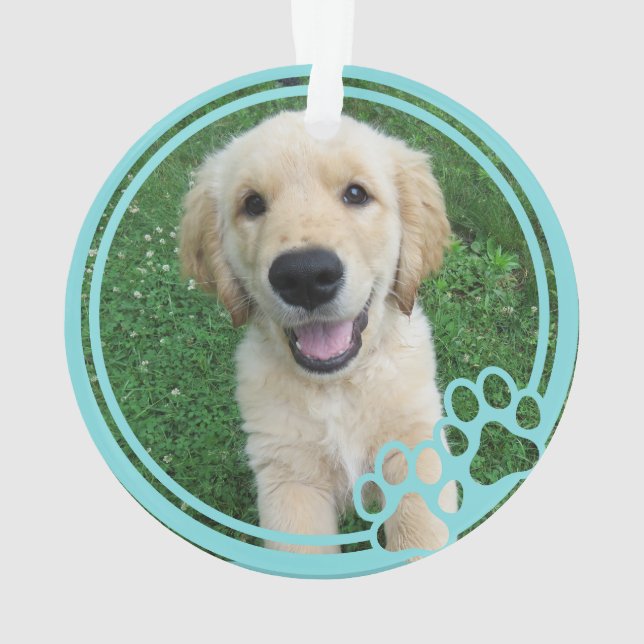 Paw Prints Frame Custom Pet Photo  Ornament (Back)