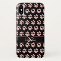 Paw Prints Glitter Rose Gold Stylish Monogram Dog
