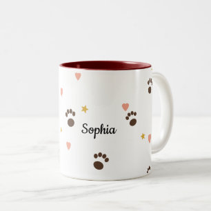 Paw Prints & Hearts Personalized Mug