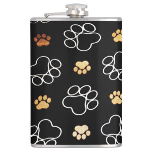 Paw Prints Hip Flask