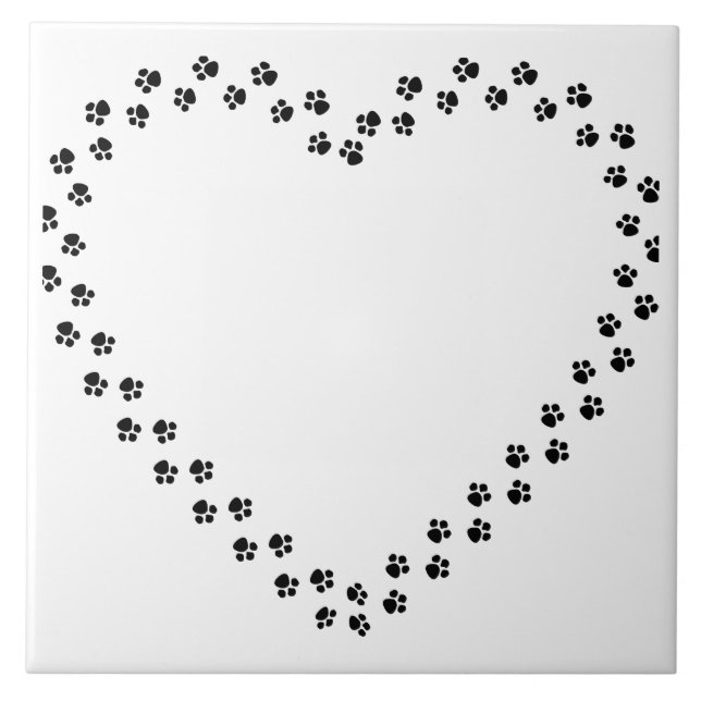 Paw Prints in a Heart Tile (Front)