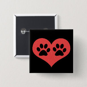 Paw Prints In My Heart by Shirley Taylor 2 Inch Square Button