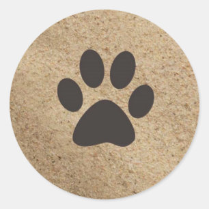 Paw Prints in the Sand Classic Round Sticker