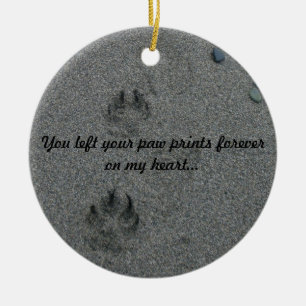 Paw Prints in the Sand Pet Memorial Ceramic Ornament