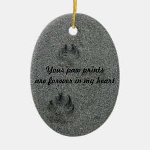 Paw Prints in the Sand Pet Memorial Ceramic Ornament