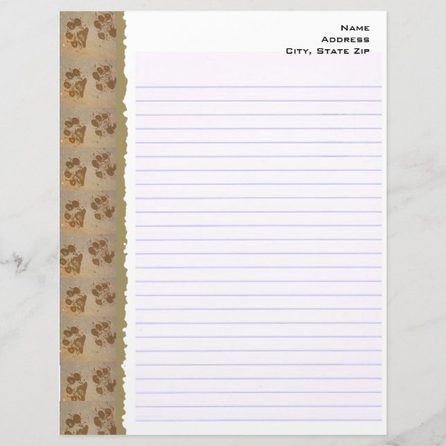 Paw Prints Lined Stationary Letterhead (Front)