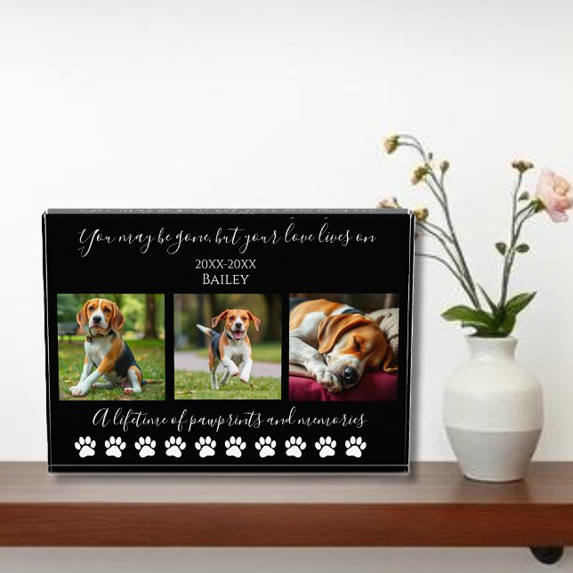 Paw Prints & Memories-Custom Memorial for a Dog- Photo Block (Paw Prints & Memories-Custom Pet- Photo Block)